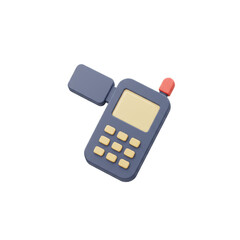 3D Render of a Cartoon Mobile Phone with Antenna on Transparent Background