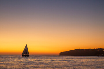 sailboat at sunset
