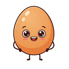 Obraz premium Cartoon Egg Character Kawaii Happy with Face Illustration on Transparent