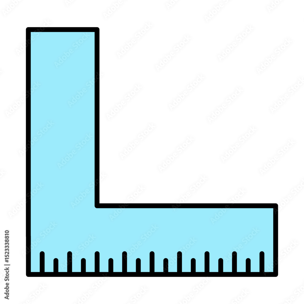 Poster set square ruler icon for architecture, engineering, and drafting projects - modern flat vector desi