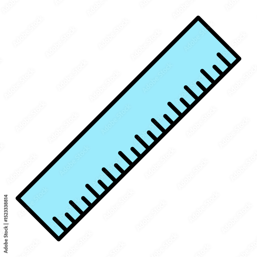 Poster ruler measurement tool icon for education, engineering, and design projects - modern flat vector des
