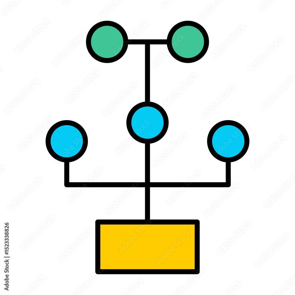 Poster hierarchy chart icon for organization structure, teamwork, and connection network - modern flat vect