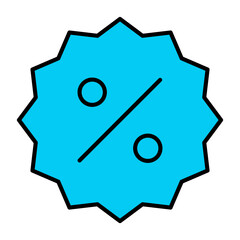 Discount Percent Sign Starburst Icon for Sales, Promotion, and Special Offers - Modern Flat Vector Design for E-commerce and Marketing