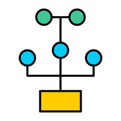 Hierarchy Chart Icon for Organization Structure, Teamwork, and Connection Network - Modern Flat Vector Design for Business and System Mapping