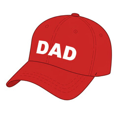 Illustration of a Red Dad Hat with White Text on Transparent