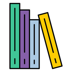 Bookshelf Stack of Books Icon Vector Library Education Learning Study Literature Outline Line Design Symbol Isolated