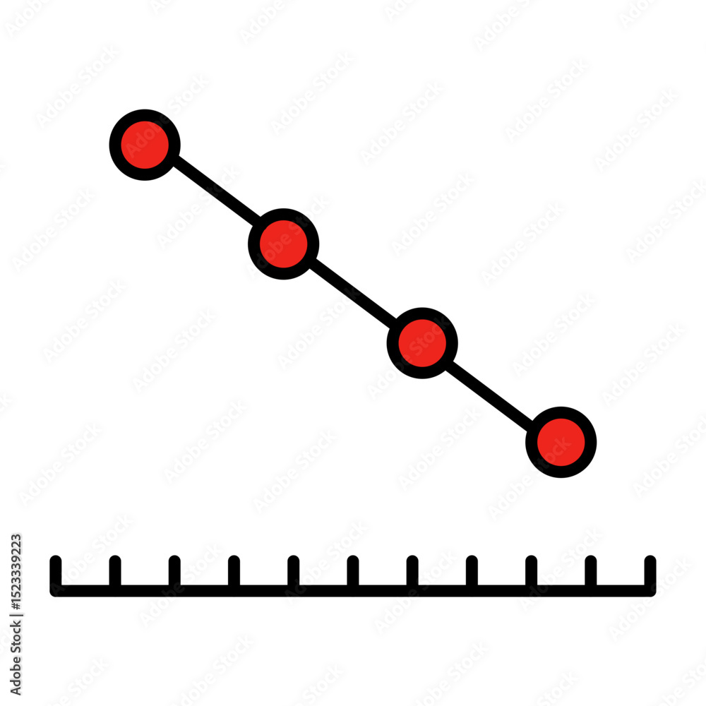 Poster declining trend line graph icon vector data analysis statistics chart progress downward business per