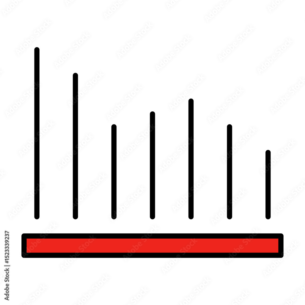 Poster bar chart graph vertical bars icon vector data analysis statistics progress report outline filled fl
