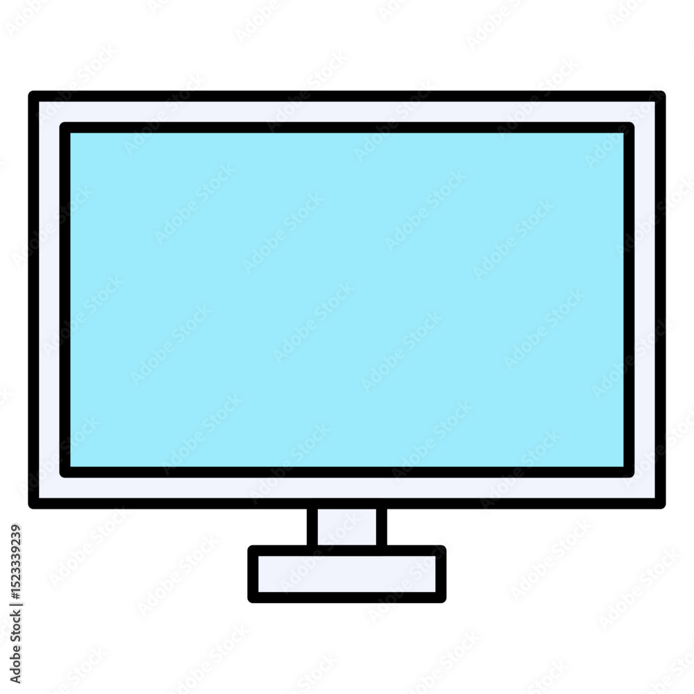 Poster computer monitor display screen icon vector desktop device technology outline filled flat design sym
