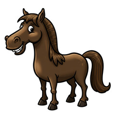 Illustration of Cartoon Brown Horse Animal Farm Equine on Transparent