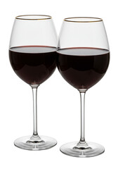Elegant Red Wine in Crystal Glasses Isolated on Transparent Background