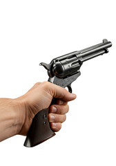 Firearm Weapon Illustration of Hand Holding Metal Gun on Transparent