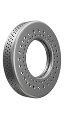Obraz premium 3d Rendering of Silver Perforated Metal Ring on Transparent Background