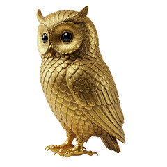 Obraz premium Golden Owl Glitter Isolated Bird Figurine Decorative Wildlife Design
