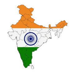 Illustration of India Map with National Flag Color and Transparent Backdrop
