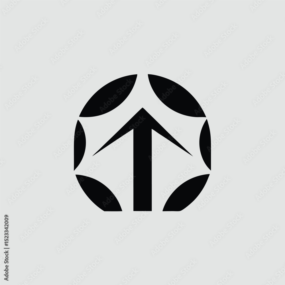 Poster abstract arrow within a geometric circle symbol of progress and direction for design