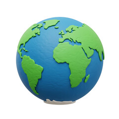 3d Illustration Of Globe Earth With Blue Oceans And Green Continents