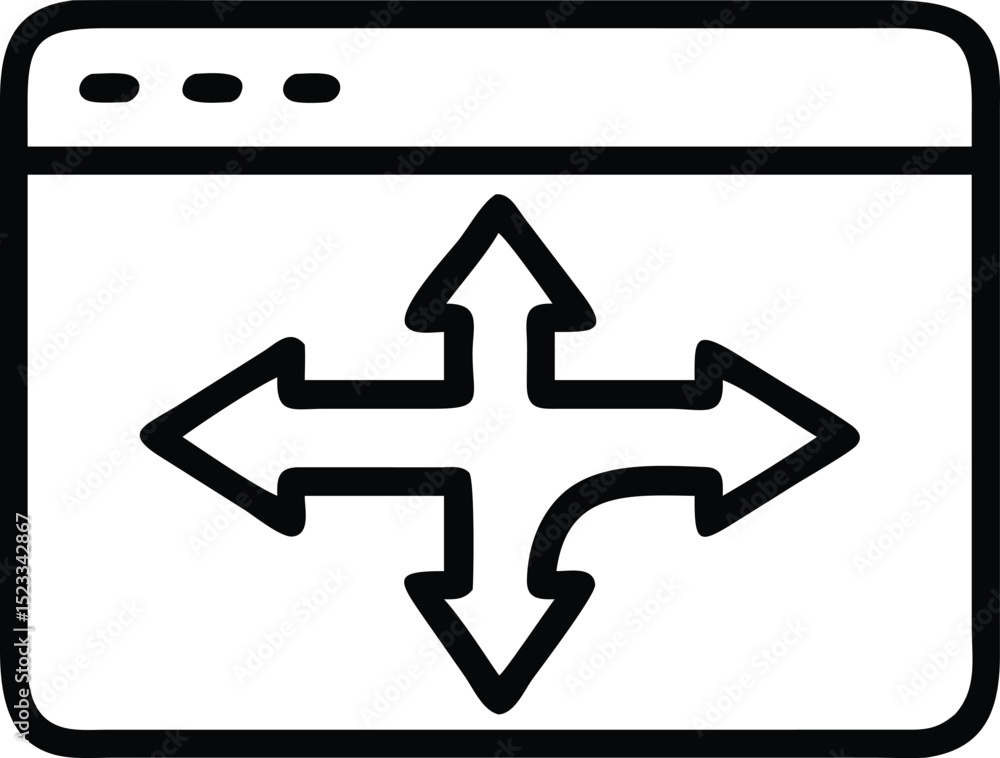 Poster abstract black silhouette representing web traffic and arrows entering a website
