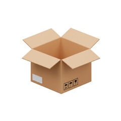Fototapeta premium 3D Illustration Open Brown Cardboard Box Empty for Shipping Delivery