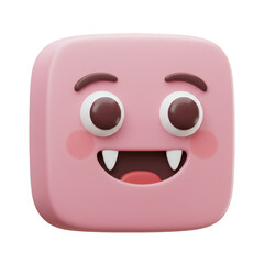 Fototapeta premium 3D Illustration Of Pink Square Emoji Face With Happy Expression