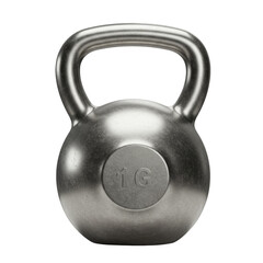 Illustration Metallic Silver Kettlebell Weightlifting Equipment on Transparent