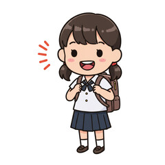 Illustration Of A Cheerful Schoolgirl With Backpack Isolated Background