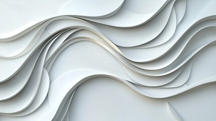 Elegant White Abstract Background Featuring Sculpted 3D Waves and Breccia Marble Inspiration for Modern Design Projects