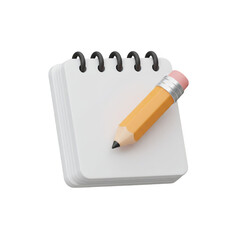 3d Render Of Notepad With Pencil For Writing Memo Isolated Design
