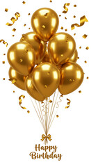 3D Render Golden Balloons and Confetti Celebration Party Decoration
