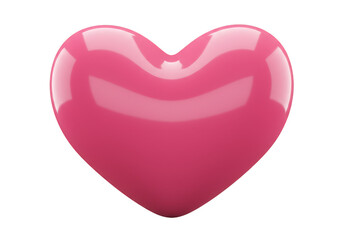 3D Render Glossy Pink Heart Symbol of Love Passion Isolated Background