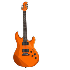 Naklejka premium Illustration of an Orange Electric Guitar Musical Instrument for Performance