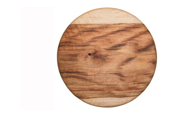 Round Wooden cutting board on white background