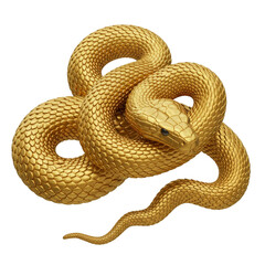 Obraz premium 3d Rendering of a Golden Snake Reptile with Metallic Scales Isolated
