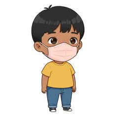 Obraz premium Illustration of Child Boy Wearing Mask Health Pandemic Prevention