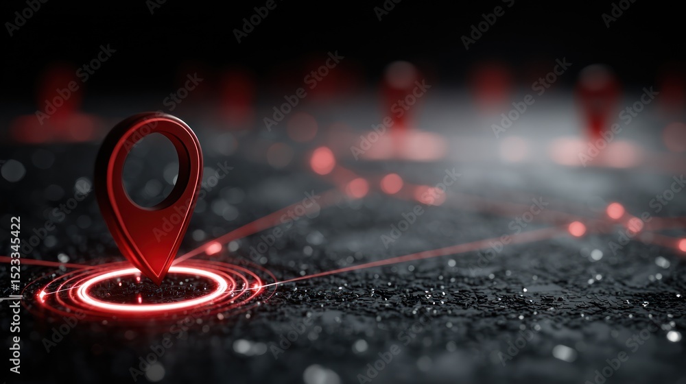 Poster red location pin network: global positioning system