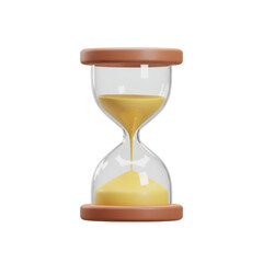 3d Rendering of Sand Through Glass Hourglass Timer with Transparent Background