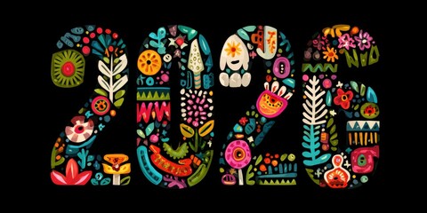 Close-up of vibrant multicolored floral pattern on a sleek black background, ideal for design and decor.