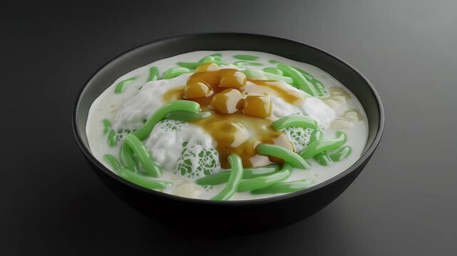 Cendol dessert with coconut milk and palm sugar
