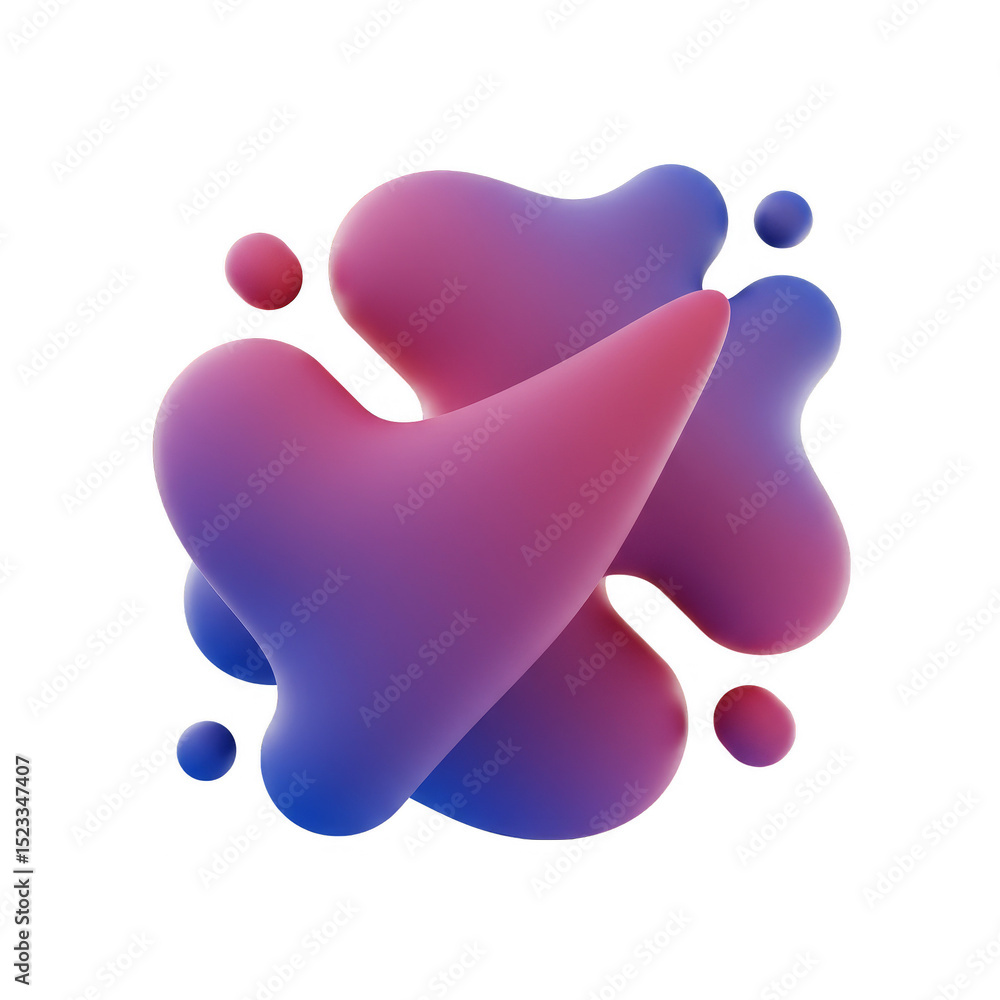 Poster isolated 3d abstract shape with purple blue gradient background render