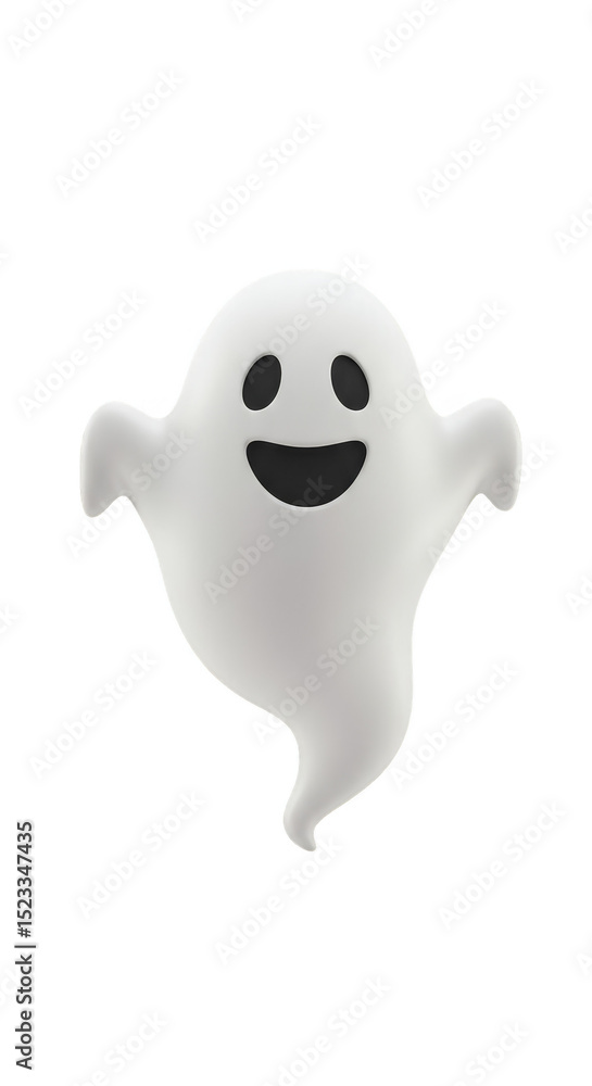 Poster isolated 3d cartoon ghost character with transparent background