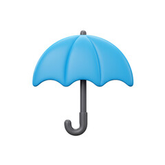 Isolated 3d Blue Umbrella for Rain Weather Protection on Background