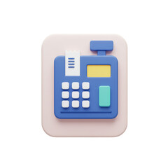 3D Rendering Of Cash Register With Receipt Illustration Isolated