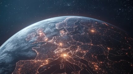 Obraz premium Europe's Night Lights: A Global Network