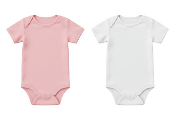 Isolated 3D Rendering Baby Bodysuits in Pink and White Colors Apparel