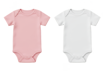Isolated 3D Rendering Baby Bodysuits in Pink and White Colors Apparel