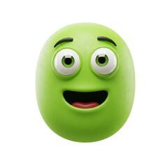 Fototapeta premium 3d Rendering of Green Happy Emoji with Open Mouth in Transparent Background