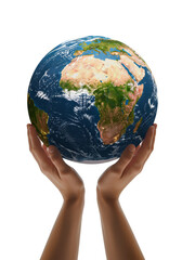 Illustration of Hands Holding Globe Earth for Environmental Awareness