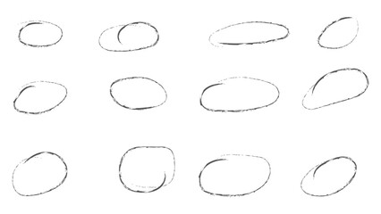 Fototapeta premium Set Scribble ovals and bubbles to circle and highlight text. Set of hand drawn vector doodle ellipses. marker round elements isolated on white background. Vector illustration