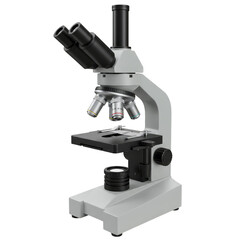 Detailed Realistic 3D Rendering of a White Microscope on Transparent Background