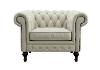 Isolated Beige Leather Armchair Interior Furniture And Comfort Seat